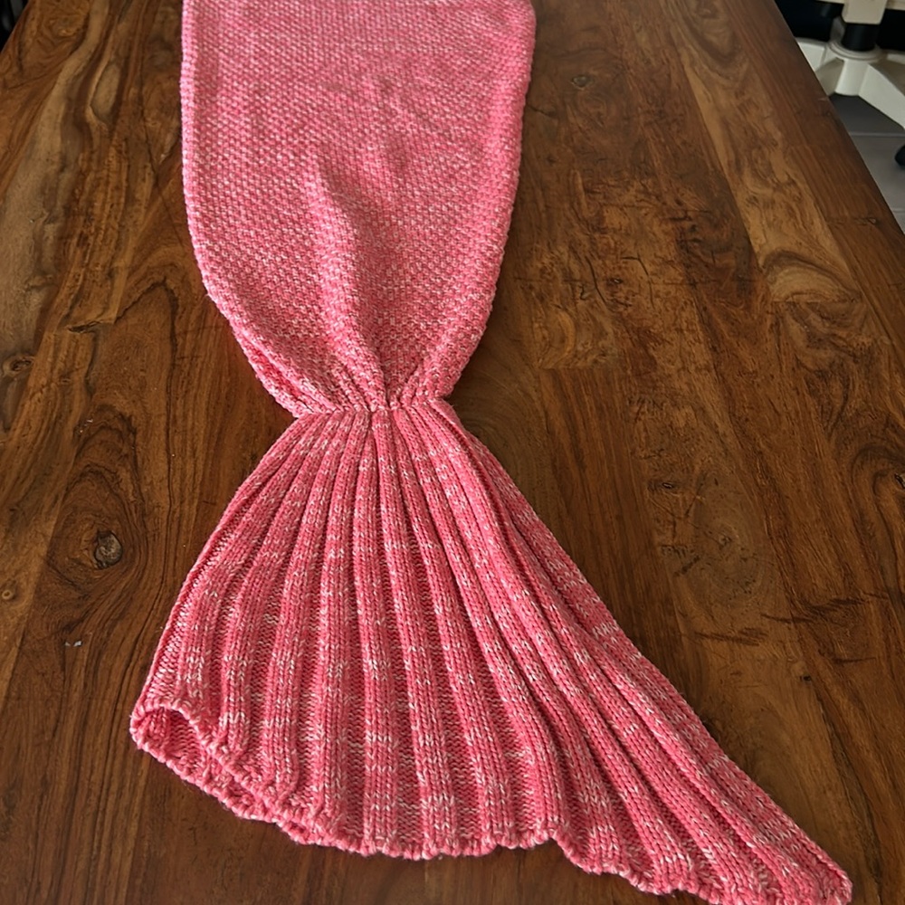 Pink knit mermaid blanket one size 66” by 33”